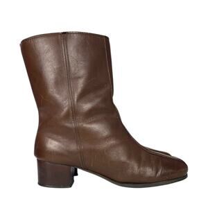 HUSH PUPPIES Women's LEATHER ANKLE BOOTS Brown SHERPA LINED Size 8.5